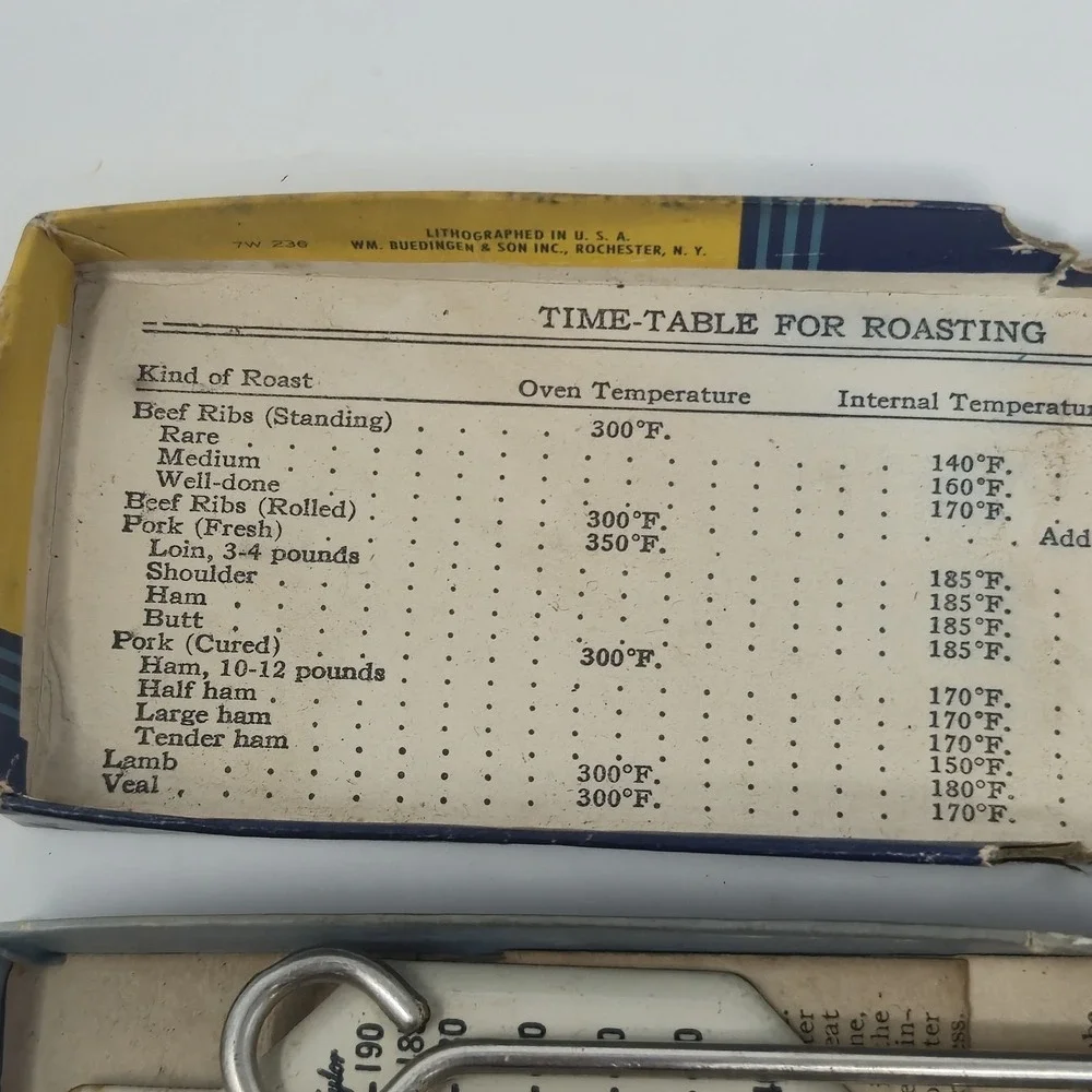 Vintage Taylor Roast Meat Thermometer And Skewer in Original Box